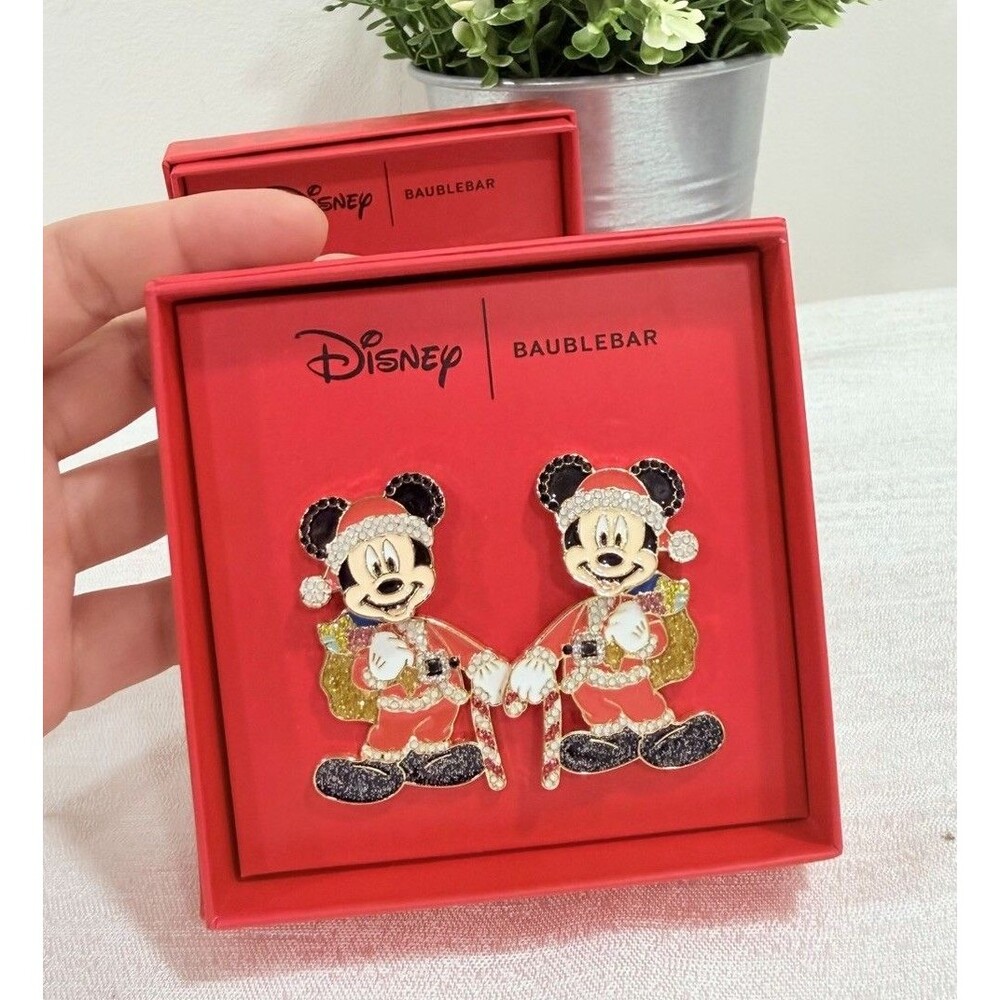 Disney x BaubleBar Mickey Mouse Santa Christmas Statement Earrings